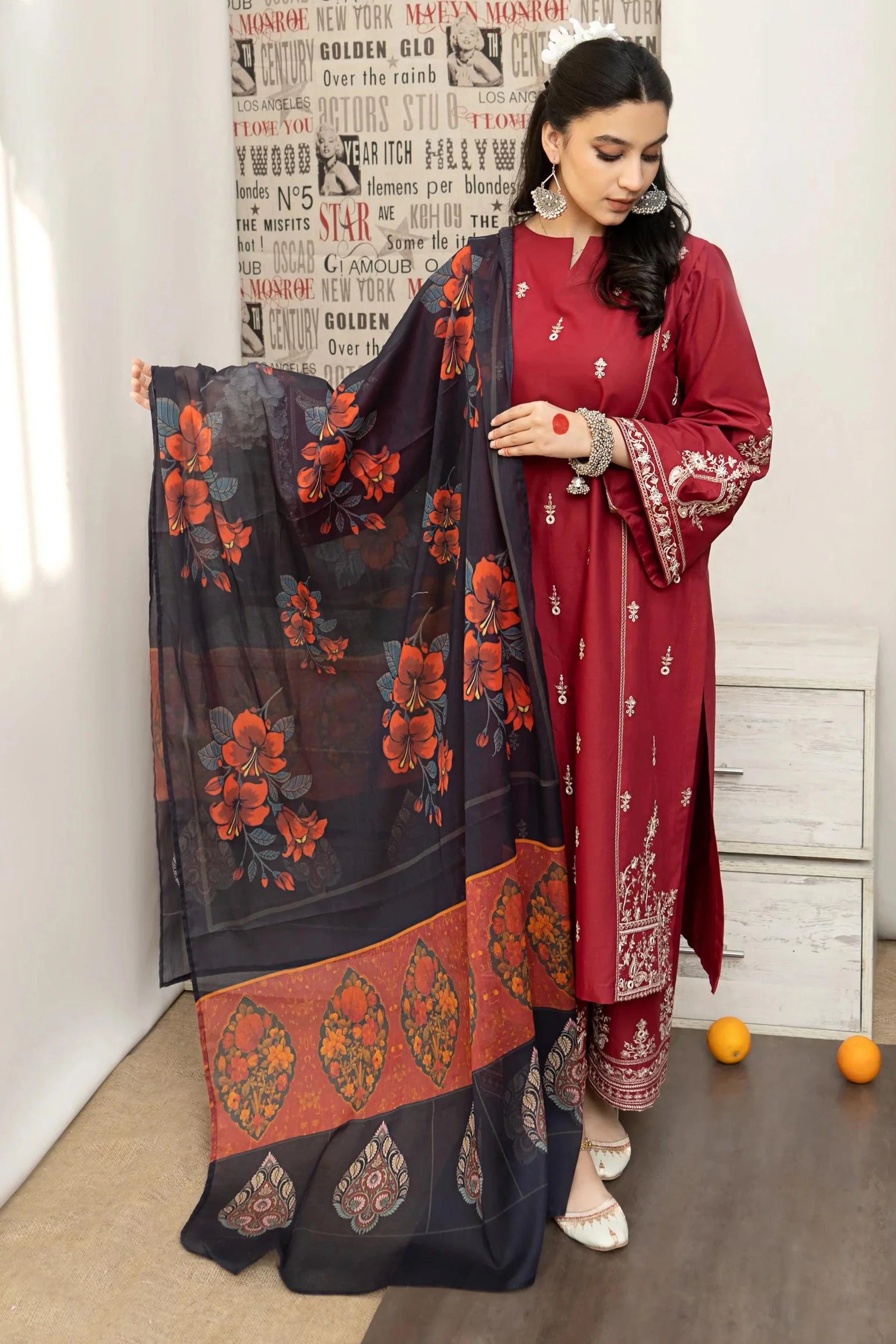 Urge Dhanak Embroidered 3 Piece | UG102