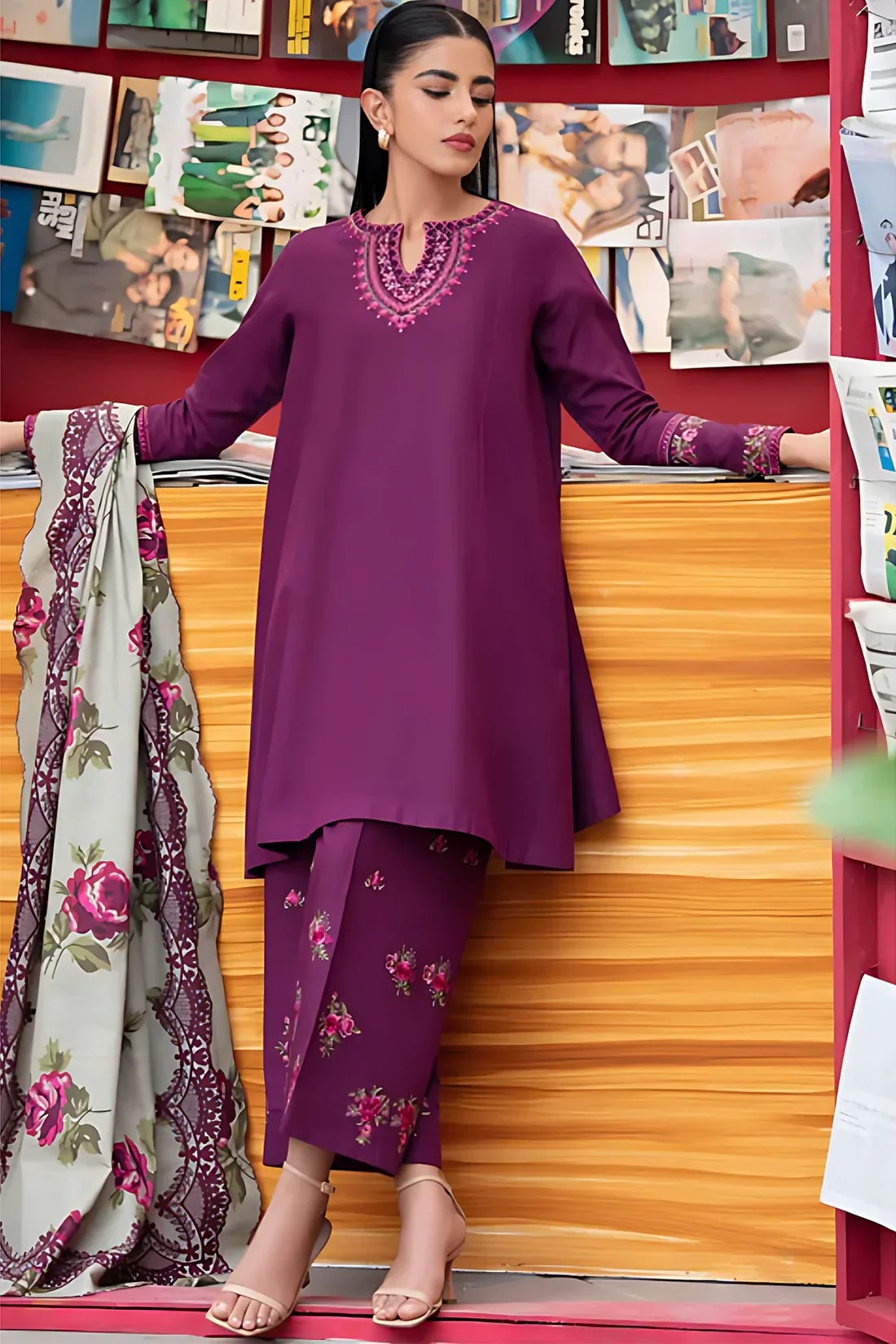 Sapphire Dhanak Embroidered 3 Piece | SP109