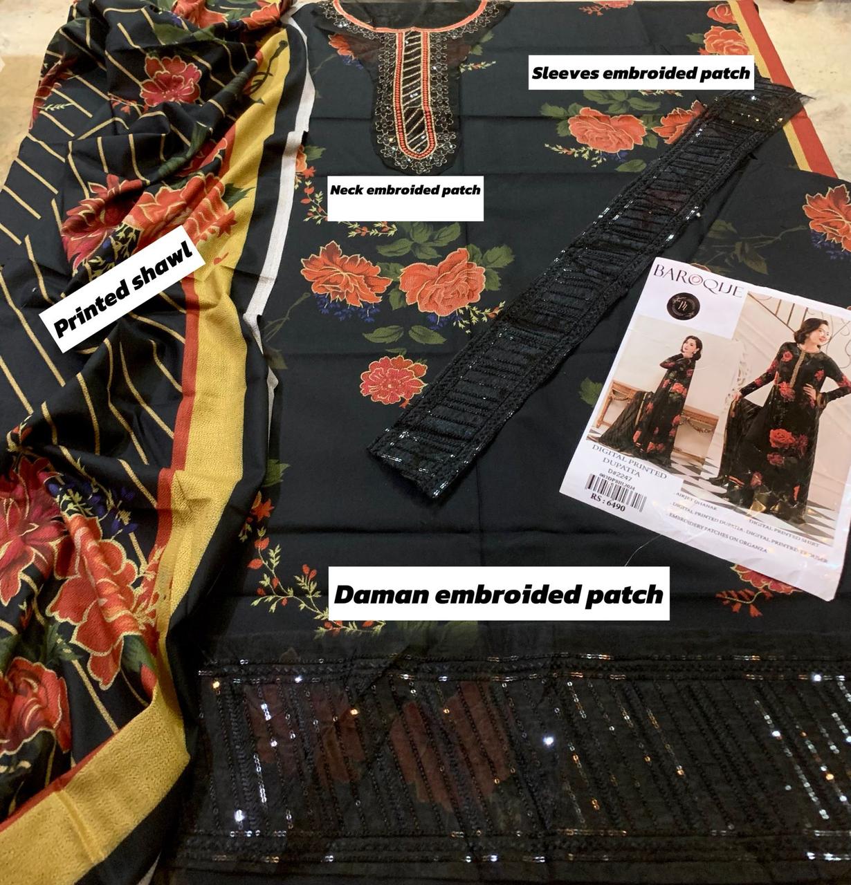 Baroque Dhanak Embroidered 3 Piece | BQ122