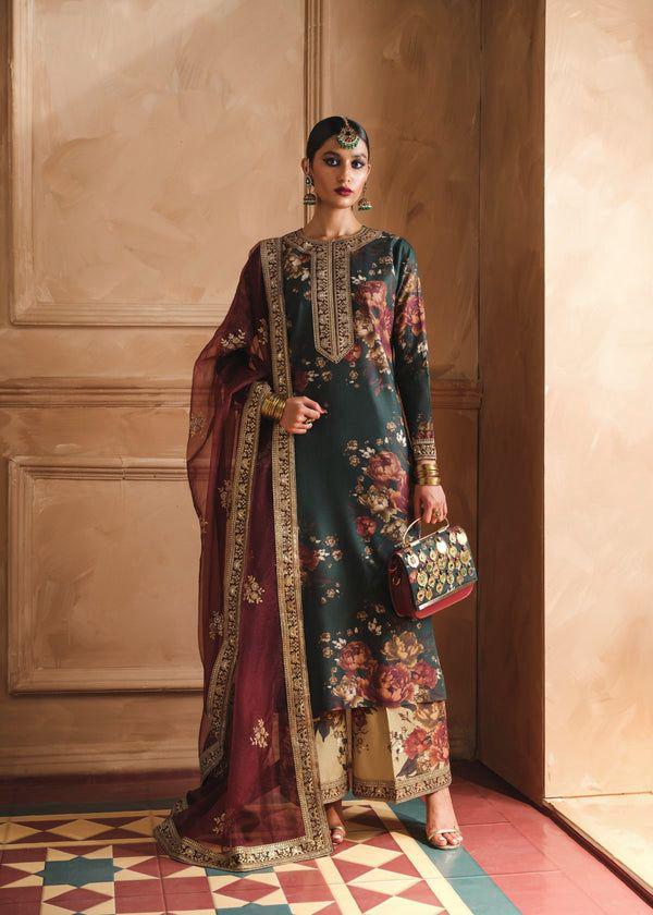 Humjoili Silk Embroidered 3 Piece | HJ100