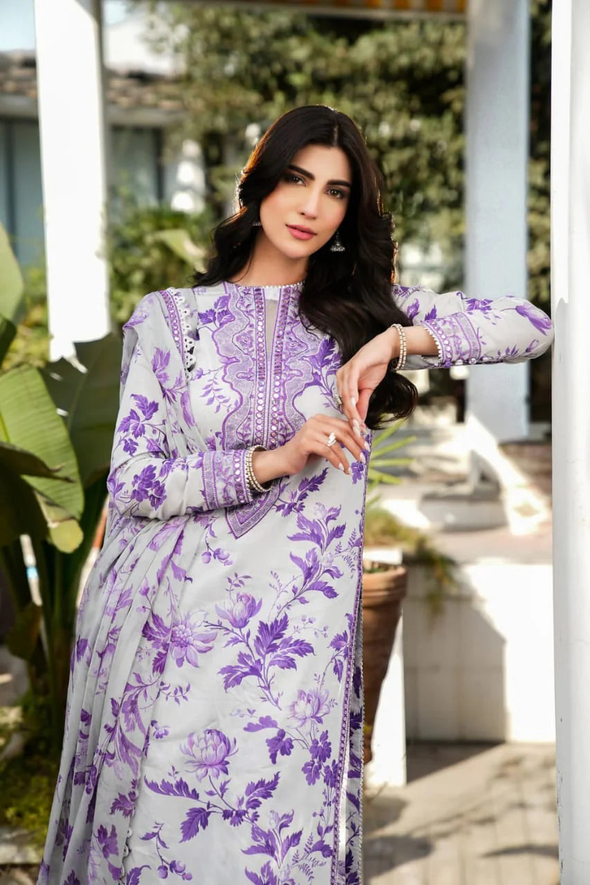 Aneela Linen Embroidered 3 Piece | AN104