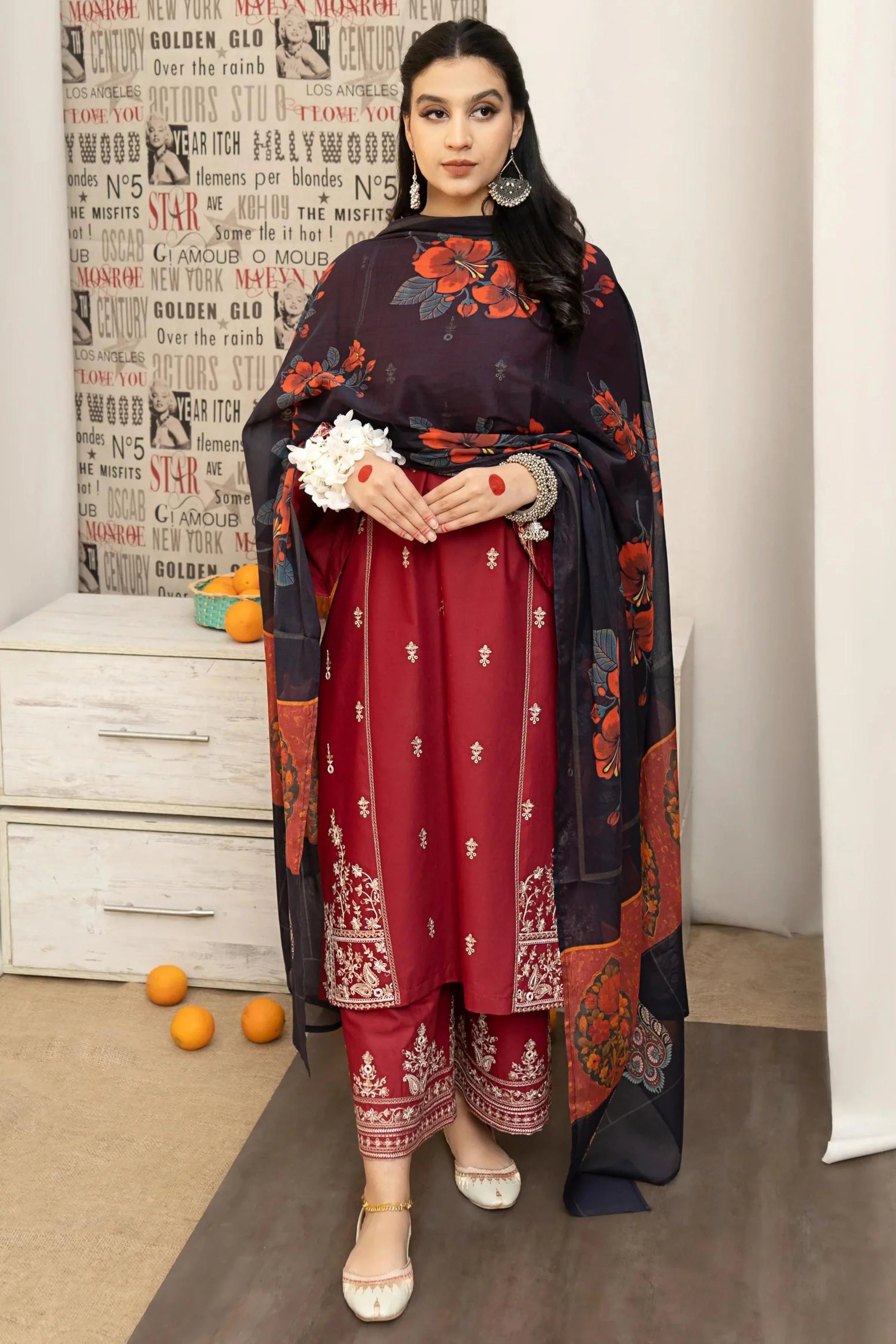 Urge Dhanak Embroidered 3 Piece | UG102