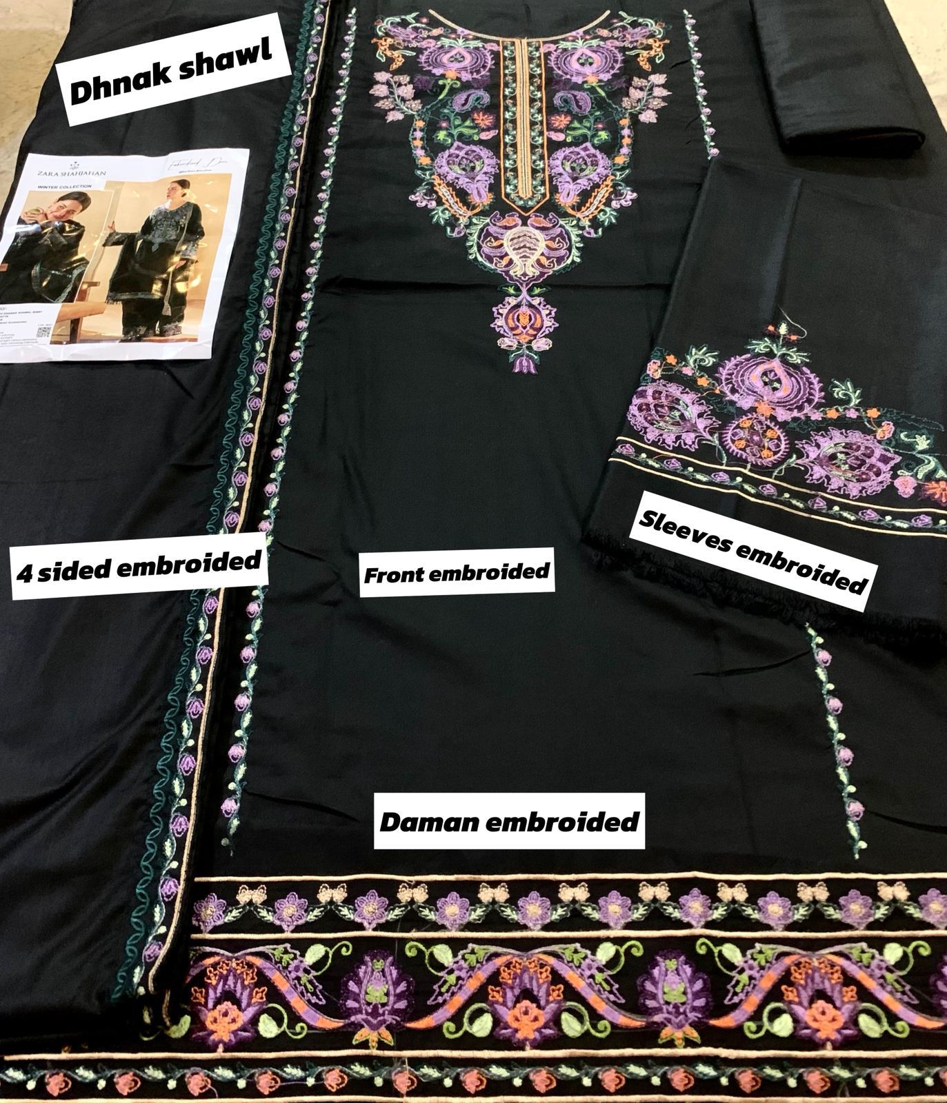 Zara Dhanak Embroidered 3 Piece | ZR102
