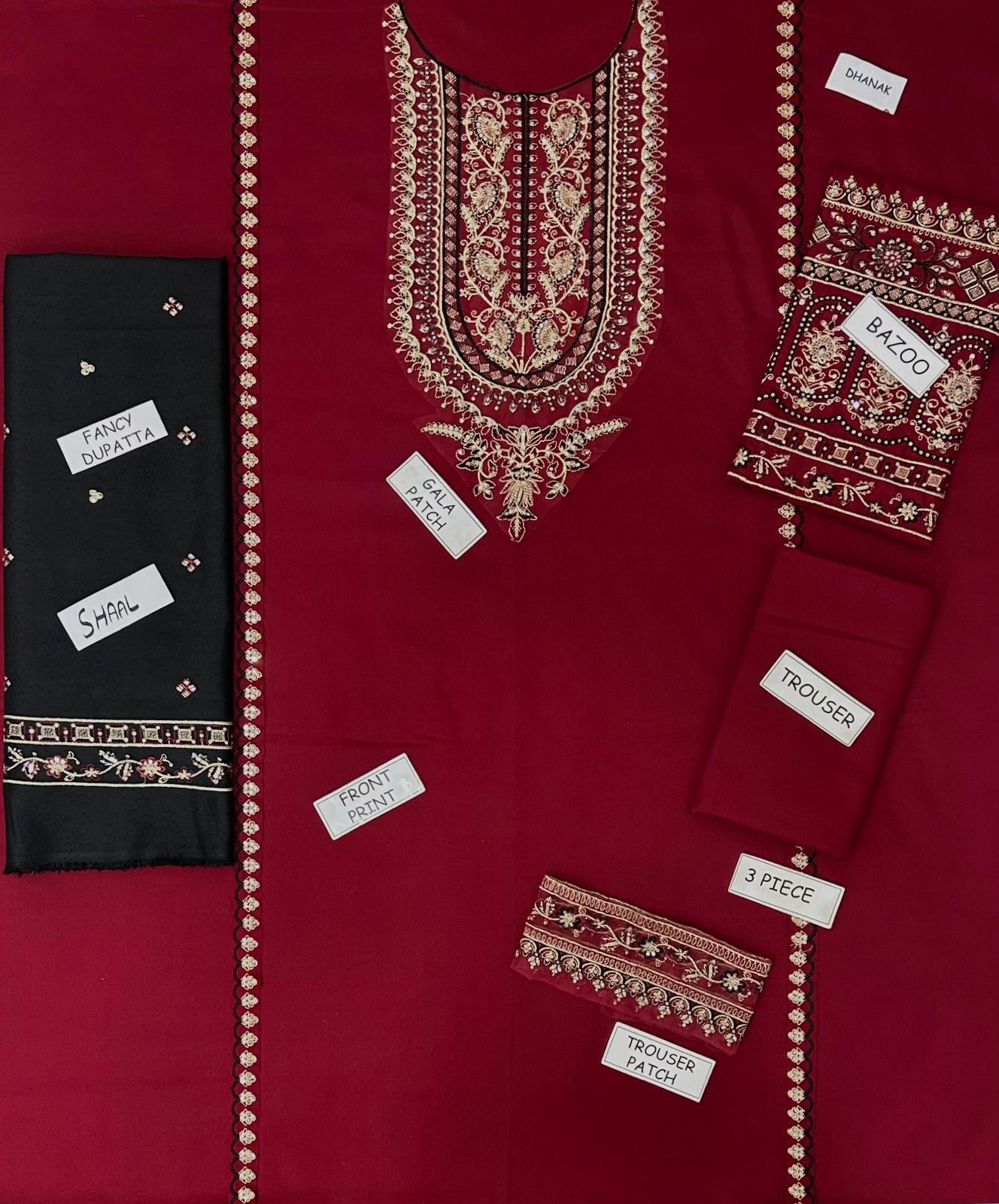 Lalazar Dhanak Embroidered 3 Piece | LZ100