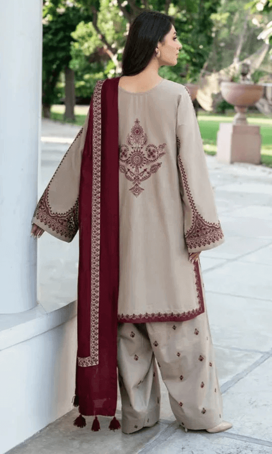 Baroque Dhanak Embroidered 3 Piece | BQ113