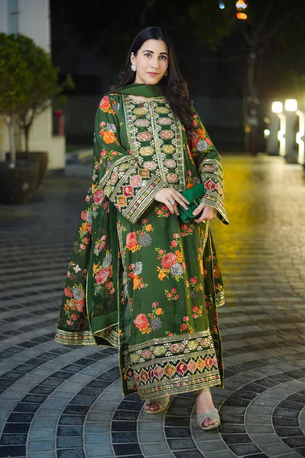 Aneela Shamoz Silk Embroidered 3 Piece | AN105