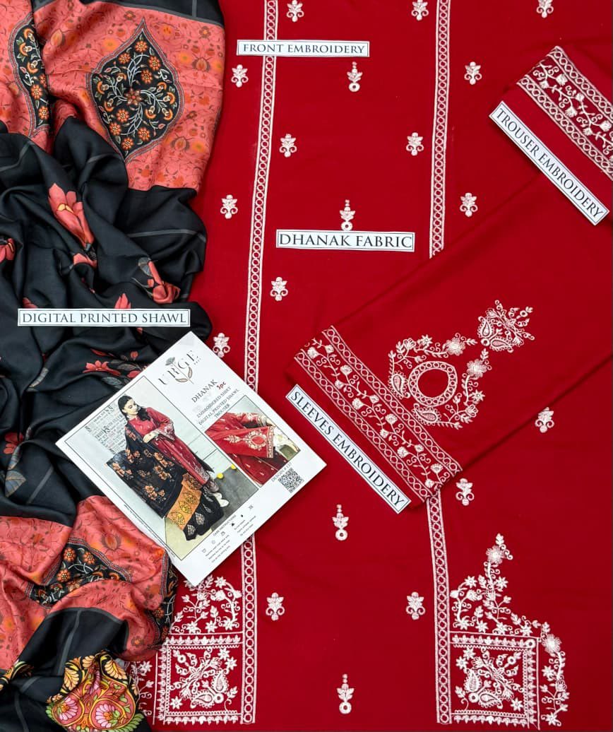 Urge Dhanak Embroidered 3 Piece | UG102
