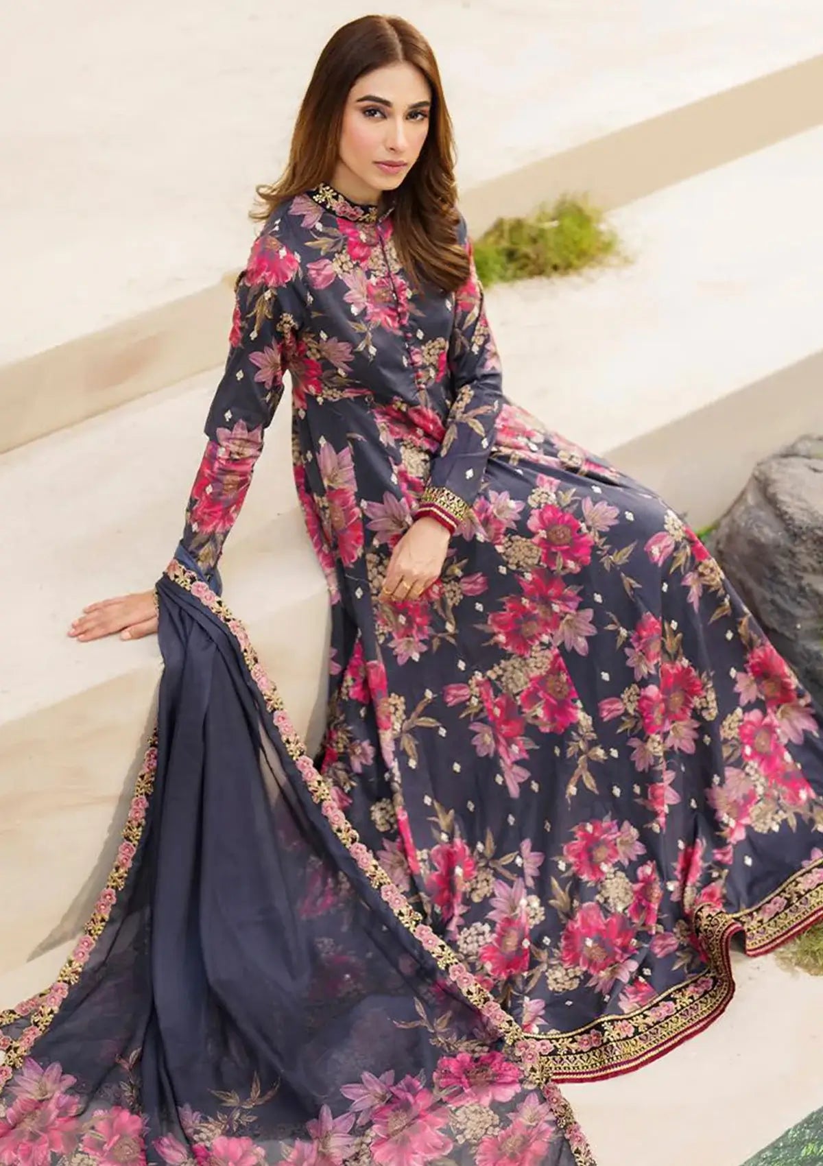 Maria.B. Silk Embroidered 3 Piece | MB105