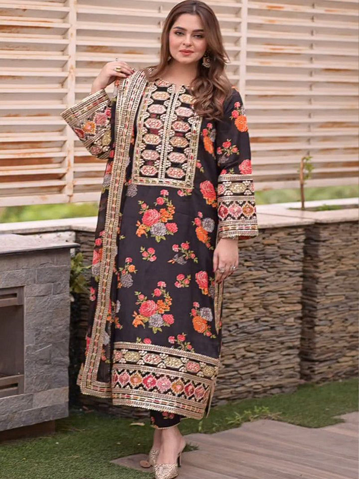 Aneela Shamoz Silk Embroidered 3 Piece | AN106