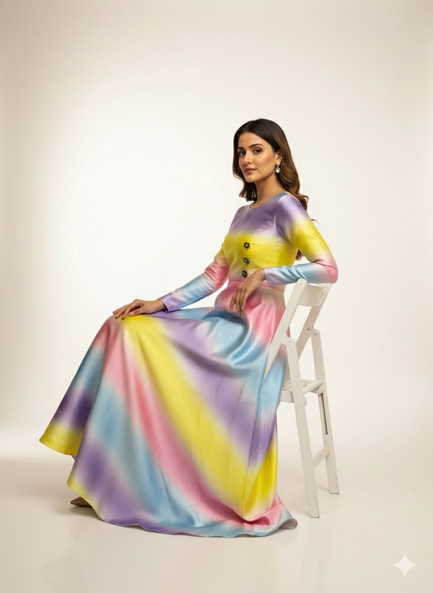 Satin Silk Digital Printed 2 Piece | SL560