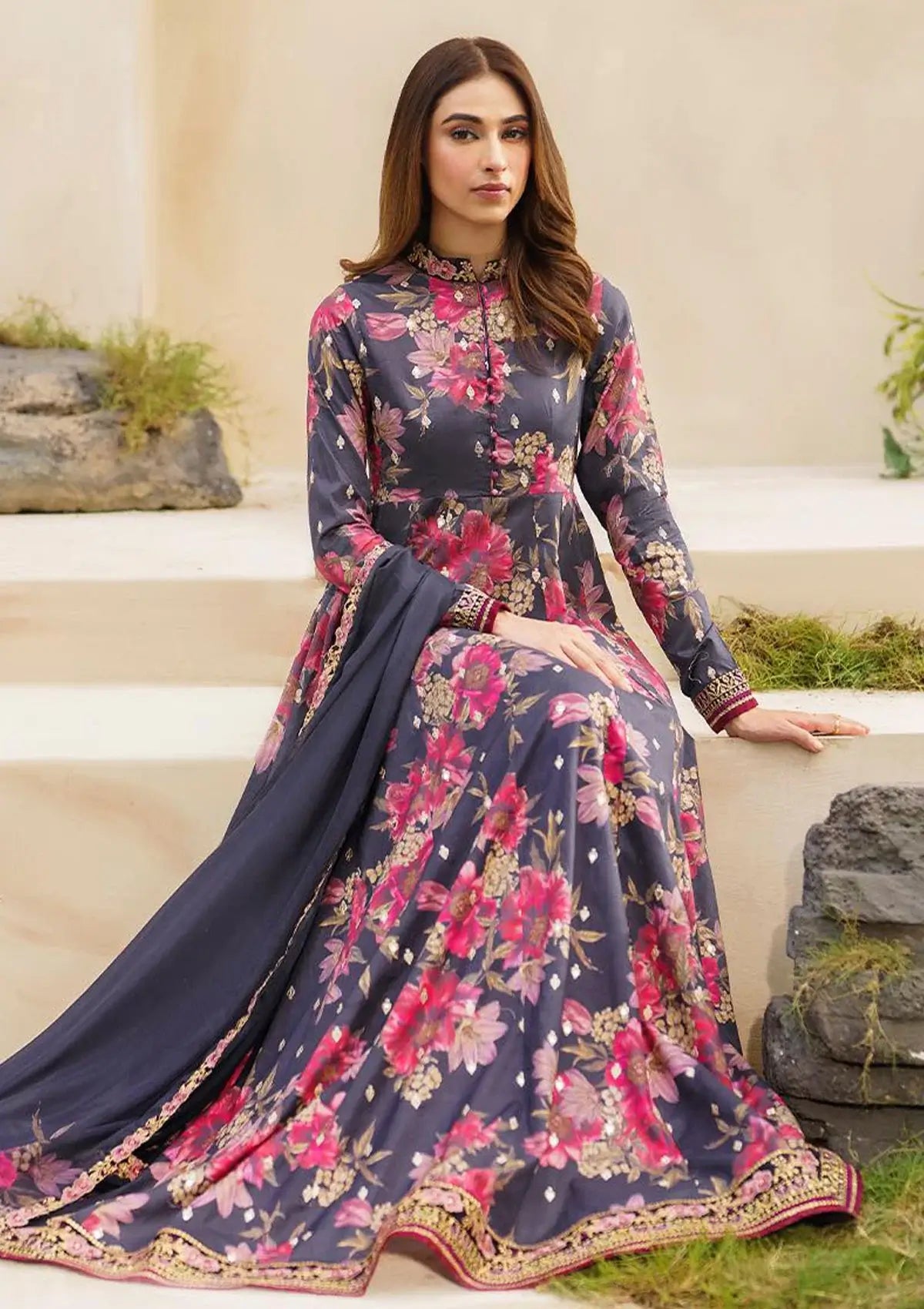 Maria.B. Silk Embroidered 3 Piece | MB105