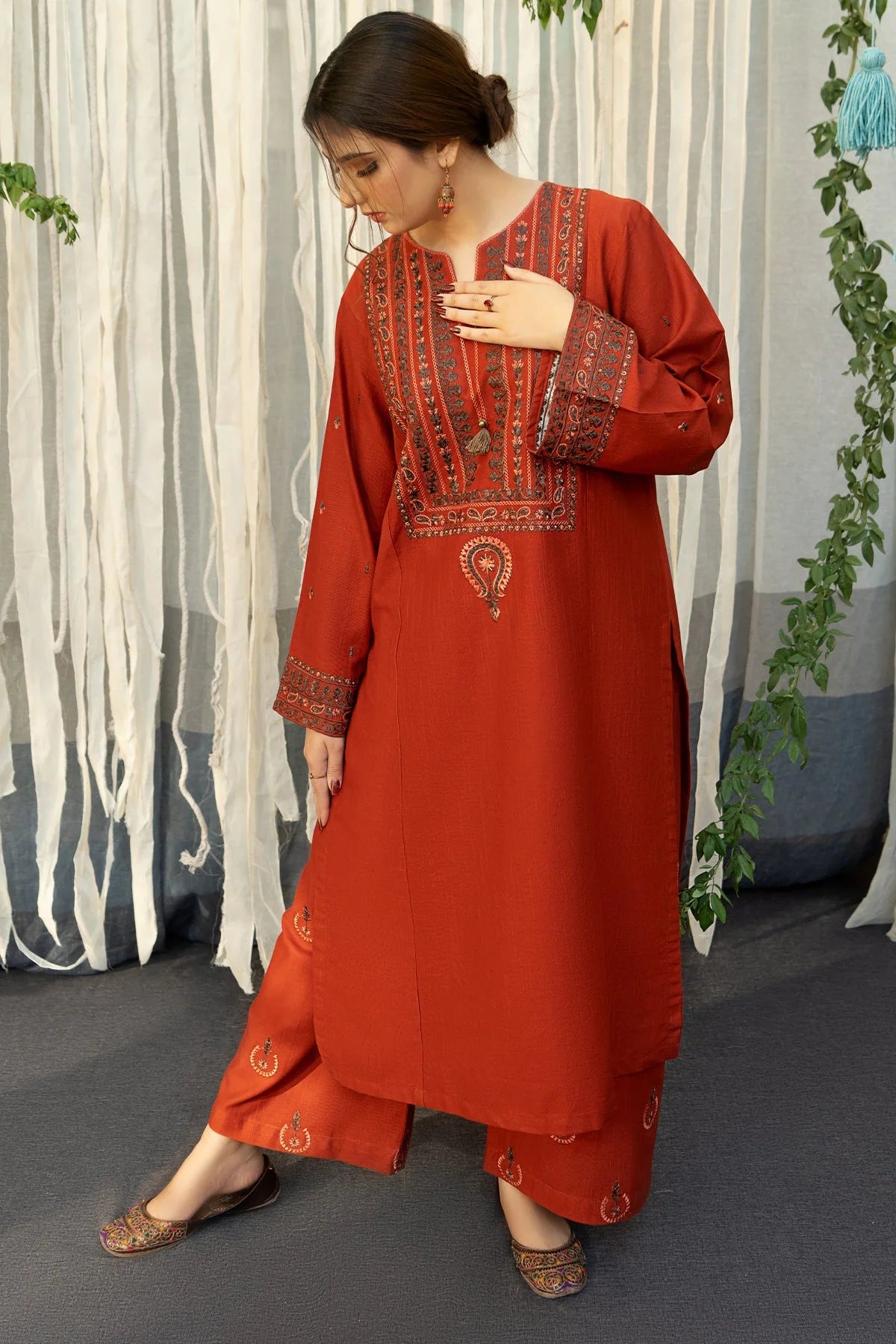 Aisling Dhanak Embroidered 3 Piece | AL105