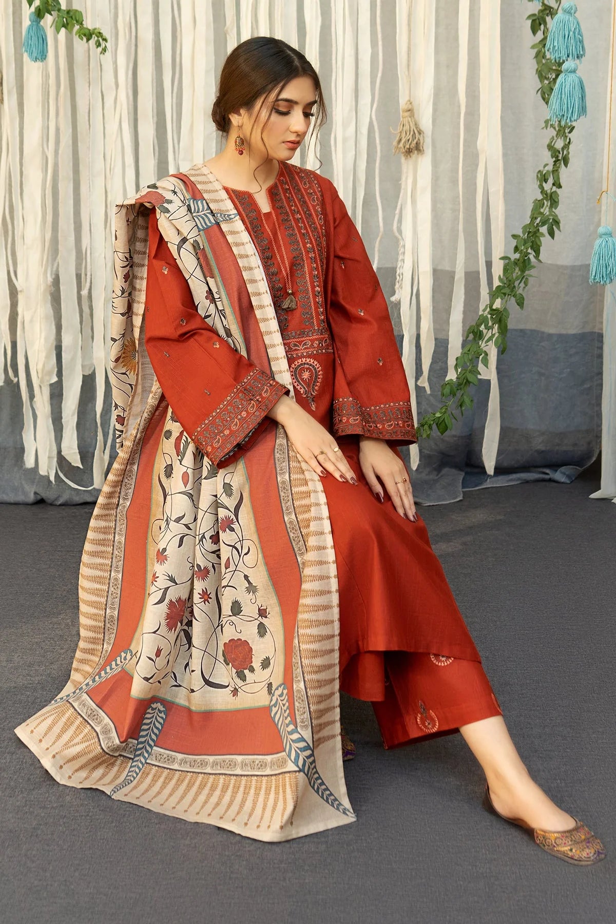 Aisling Dhanak Embroidered 3 Piece | AL105