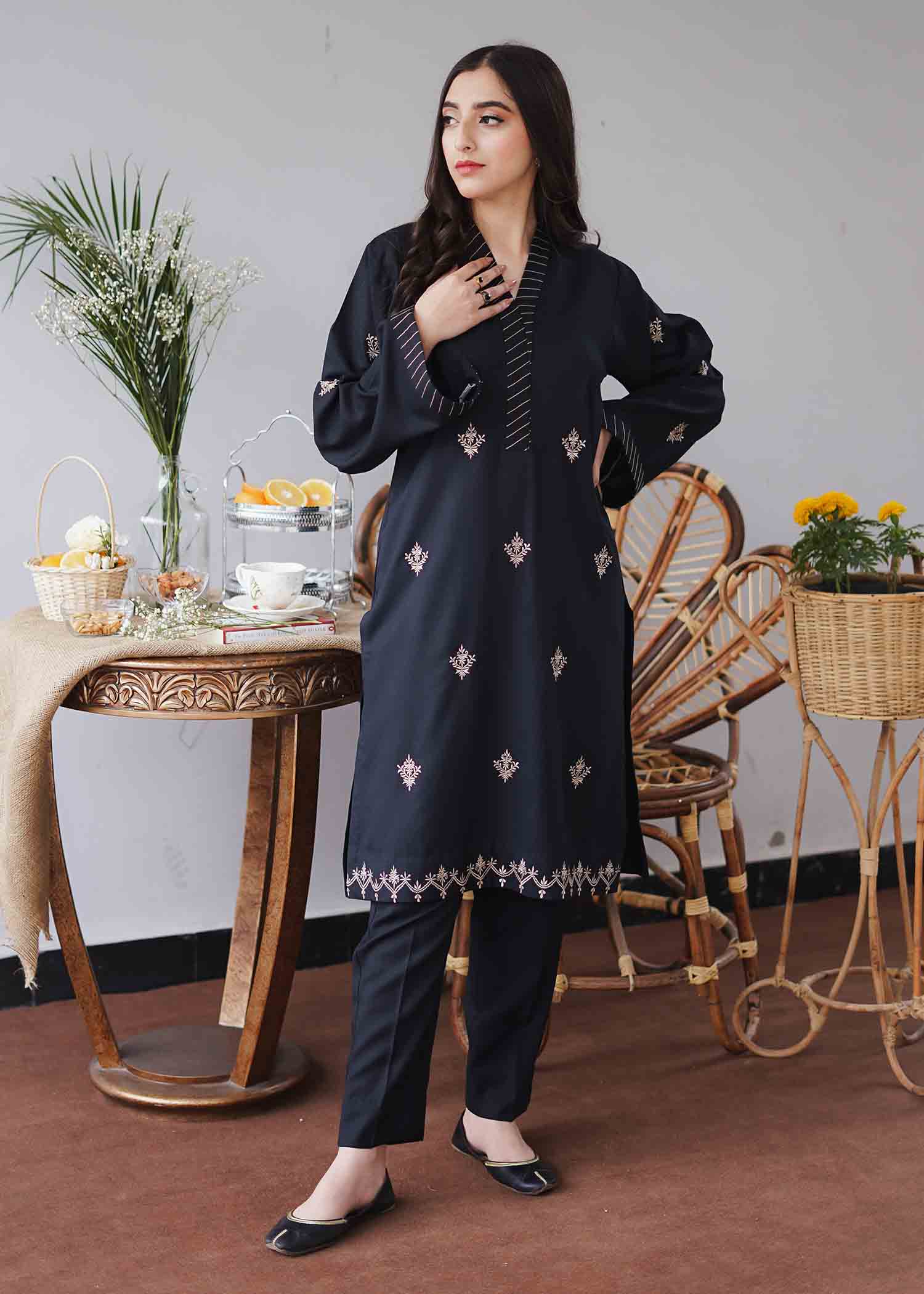 Aisling Dhanak Embroidered 3 Piece | AL102