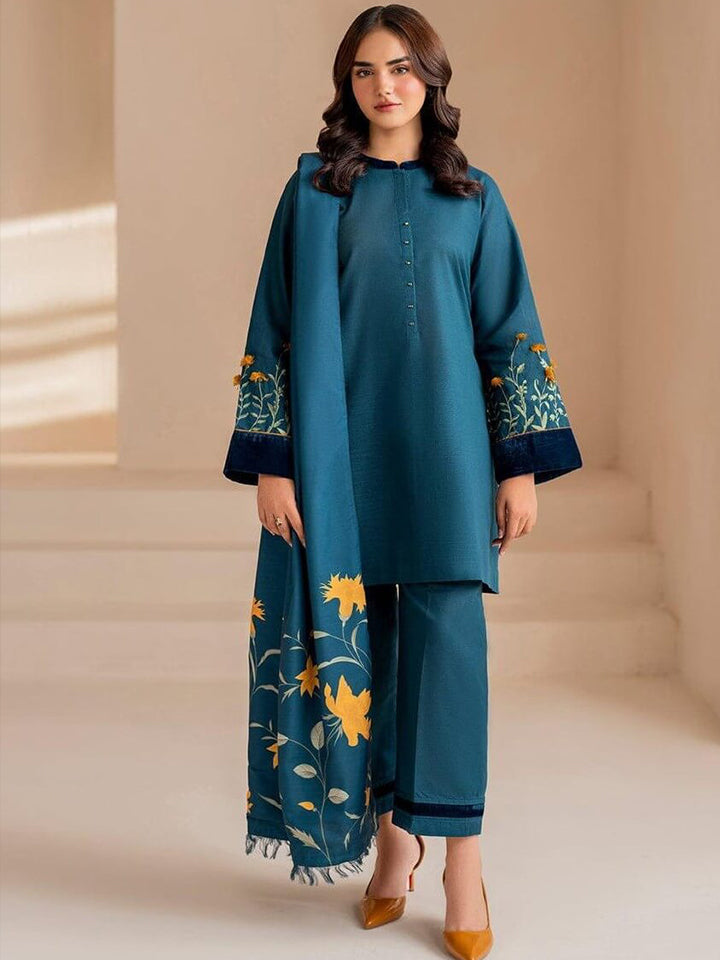 Baroque Dhanak Embroidered 3 Piece | BQ116