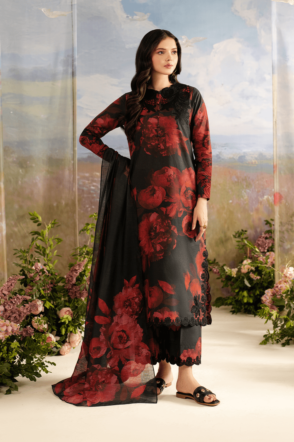 IZNIK Linen Digital Printed 3 Piece | IZ103