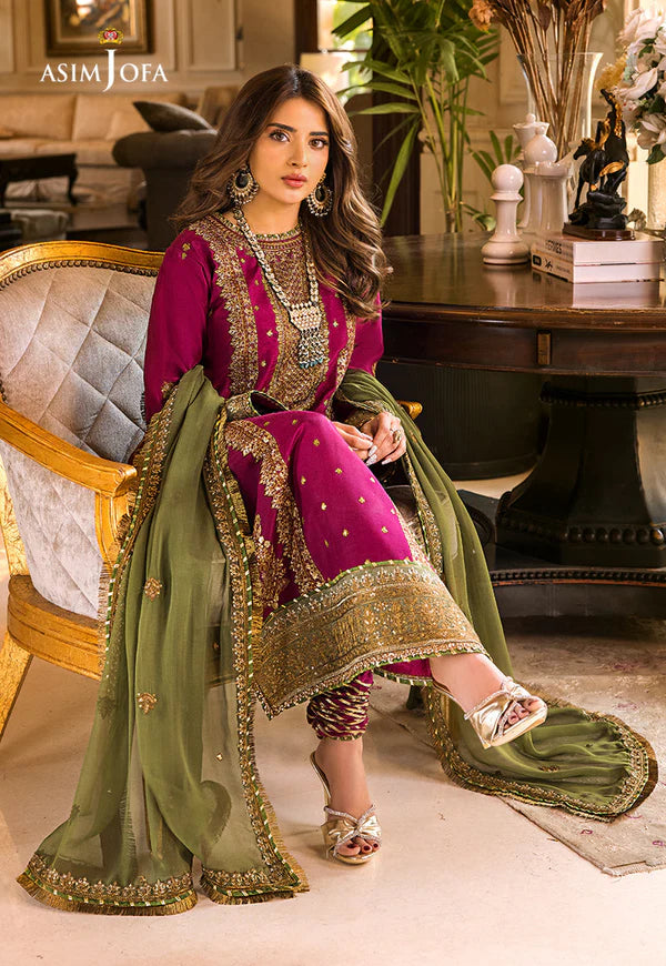 Asim Jofa Fancy Wedding Chiffon 3 Piece | AJ102