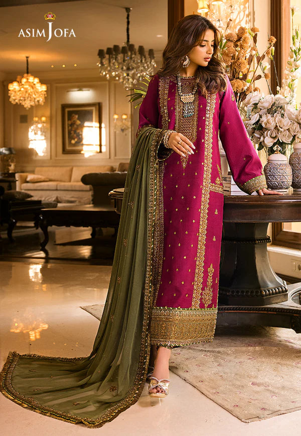 Asim Jofa Fancy Wedding Chiffon 3 Piece | AJ102