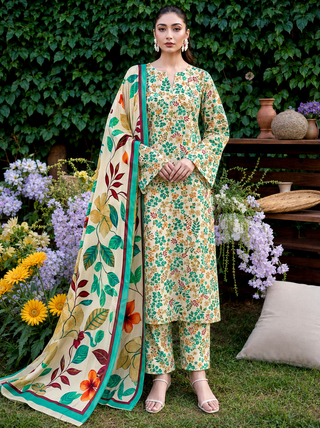 Maria B Linen Digital Printed 3 Piece | MB322