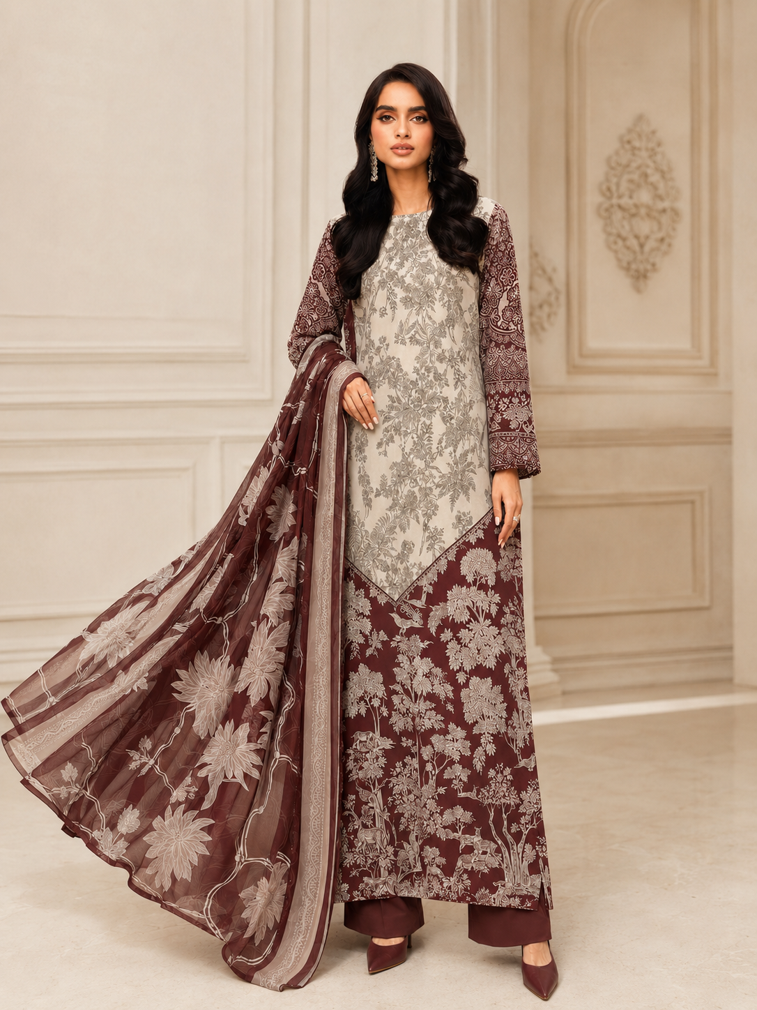 Maria B Silk Digital Printed 3 Piece | MB291