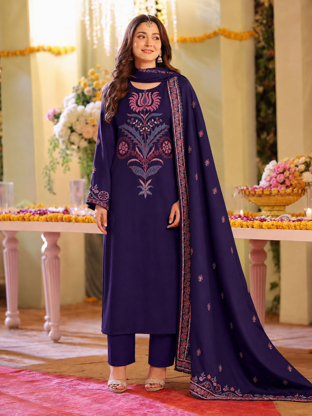 Agha Noor Dhanak Embroidered 3 Piece | AN701