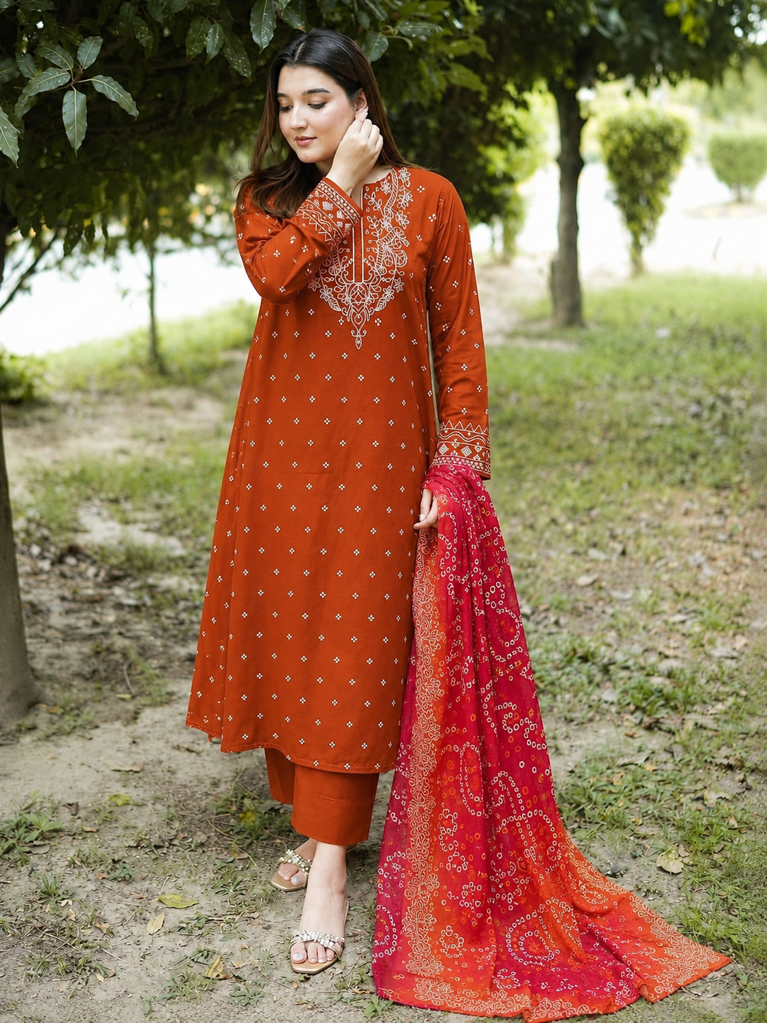Aneela's Dhanak Embroidered 3 Piece | AN601