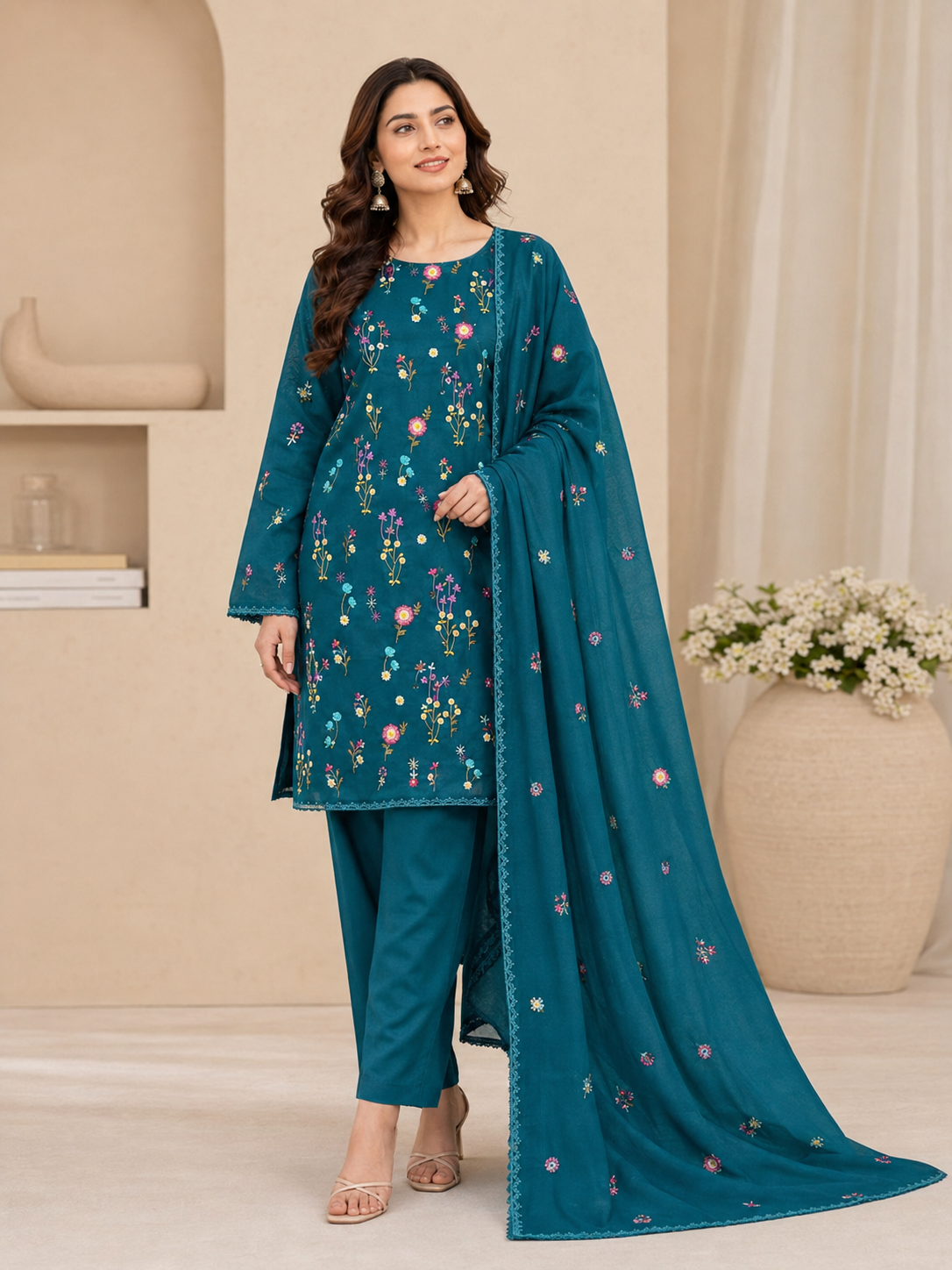 Cross Stitch Dhanak Embroidered 3 Piece | CS705