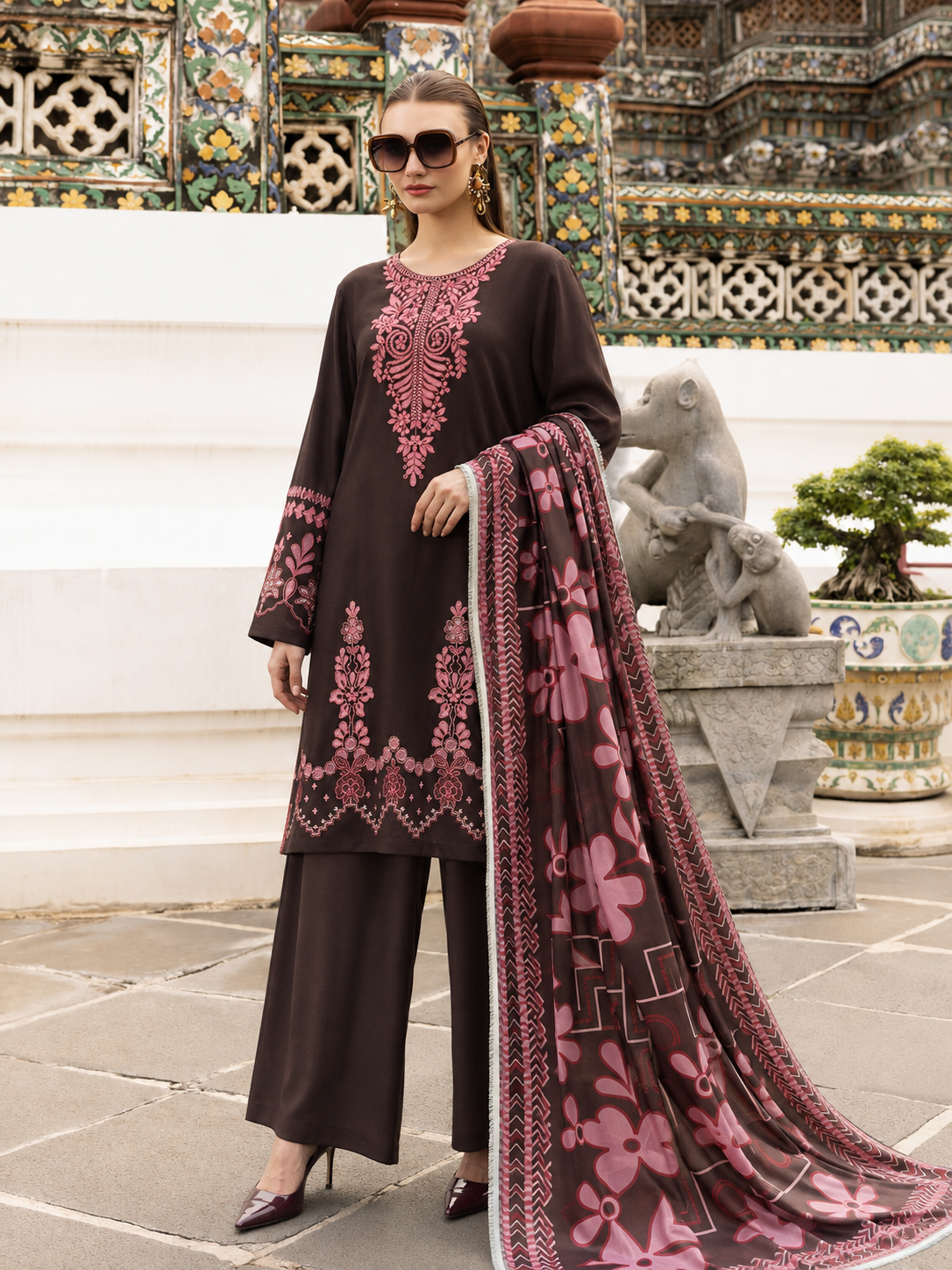 Maria B Dhanak Embroidered 3 Piece | BM301