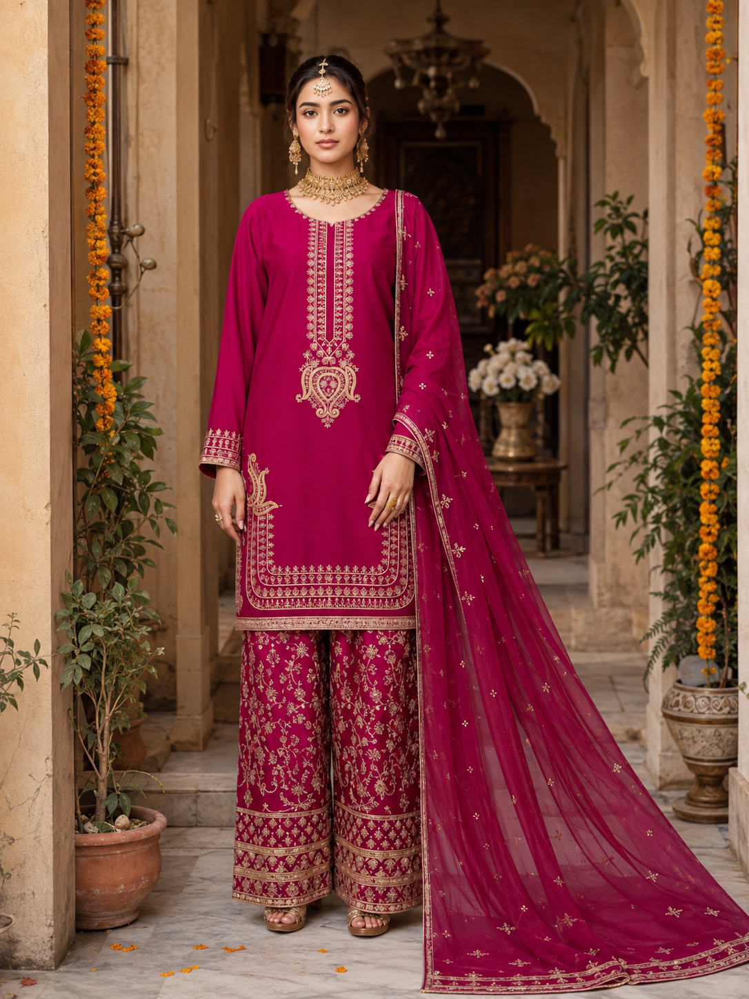 Karma Dhanak Embroidered 3 Piece | KA401