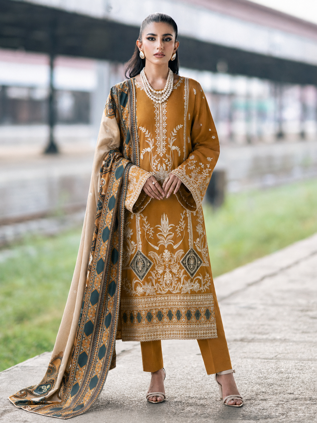 Izel Dhanak Embroidered 3 Piece | ZL101
