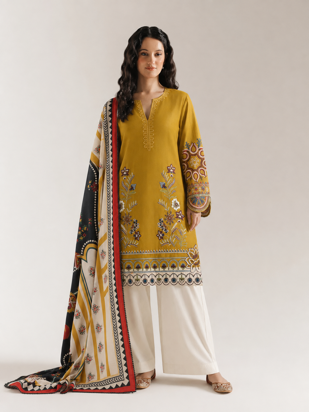Ethnic Dhanak Embroidered 3 Piece | EC201
