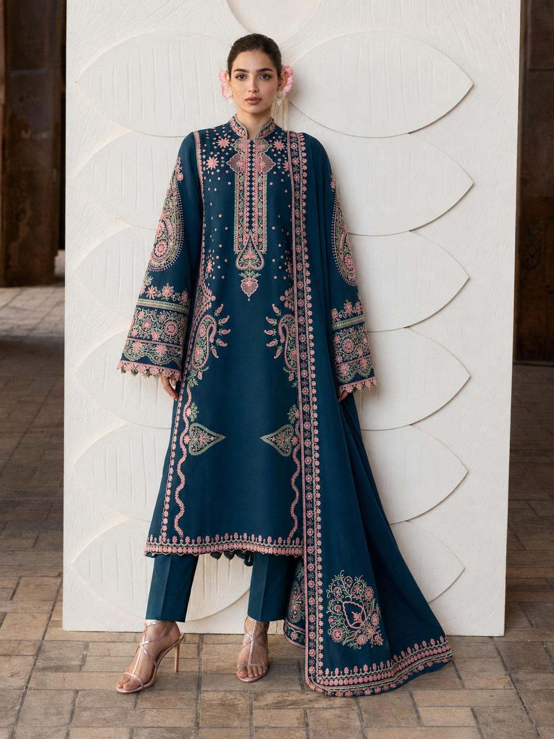 Hussain Rehar Dhanak Embroidered 3 Piece | HR301