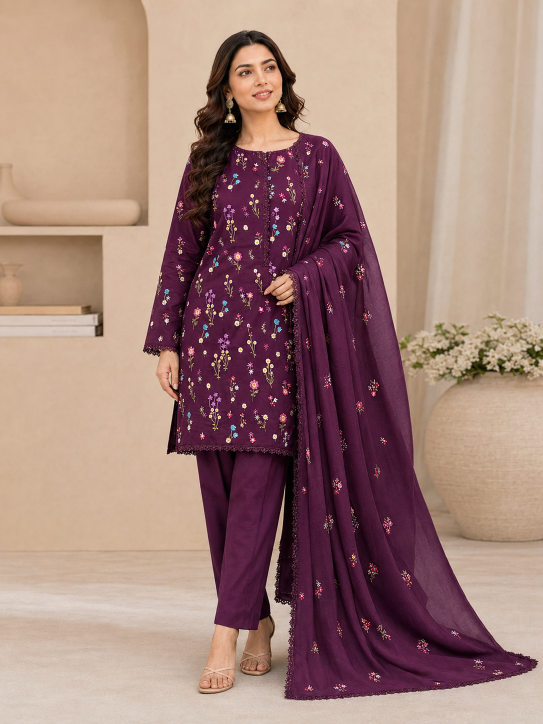 Cross Stitch Dhanak Embroidered 3 Piece | CS706