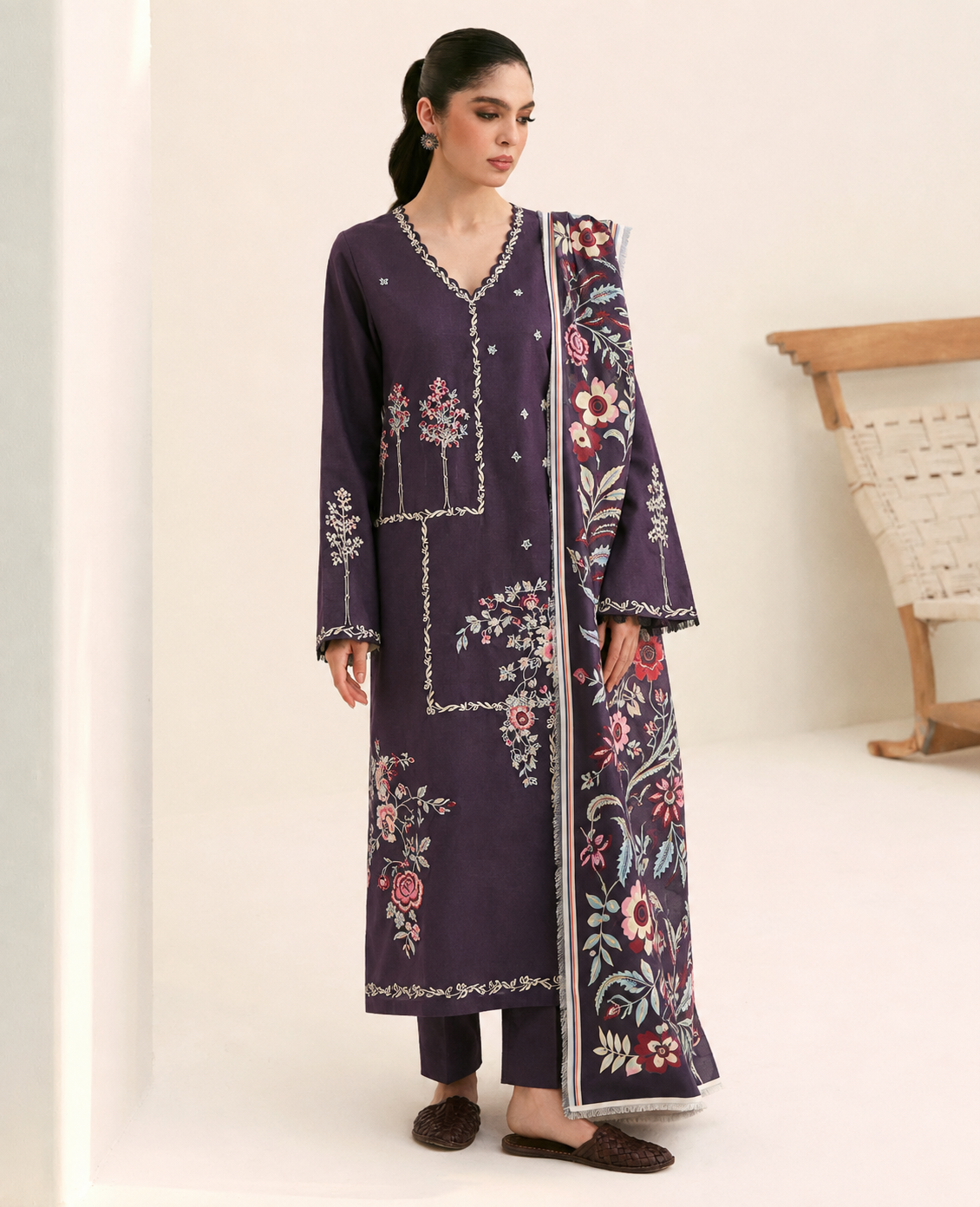 Saya Dhanak Embroidered 3 Piece | SY501