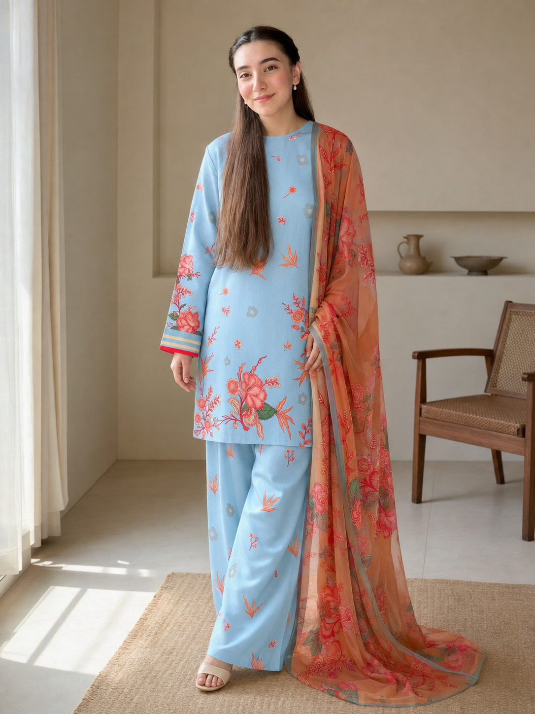 Maria B Silk Digital Printed 3 Piece | MB296