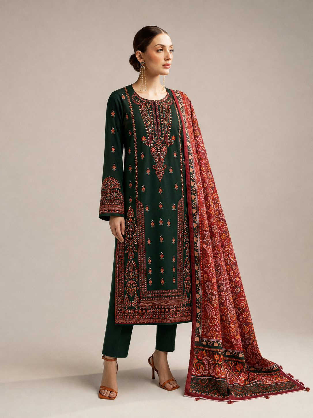 Hussain Rehar Dhanak Embroidered 3 Piece | HR302