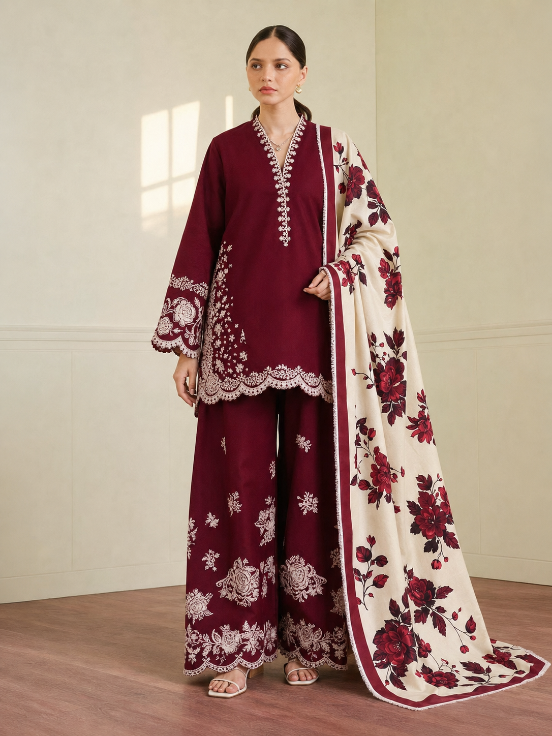Zara Dhanak Embroidered 3 Piece | RZ404
