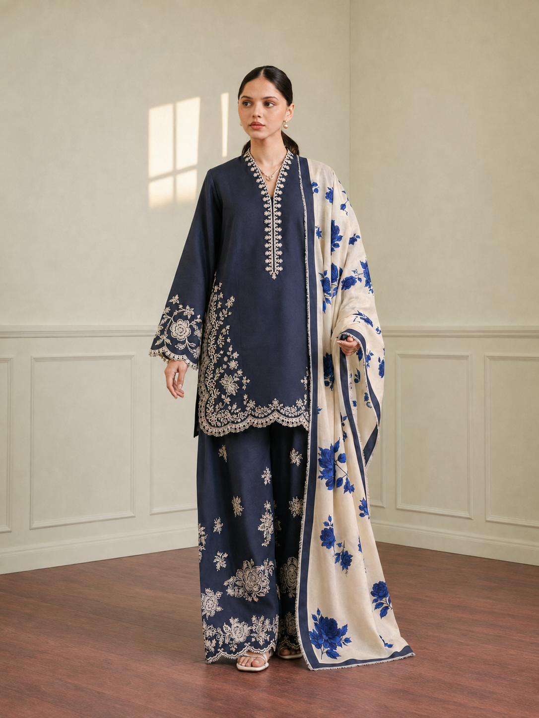 Zara Dhanak Embroidered 3 Piece | RZ405