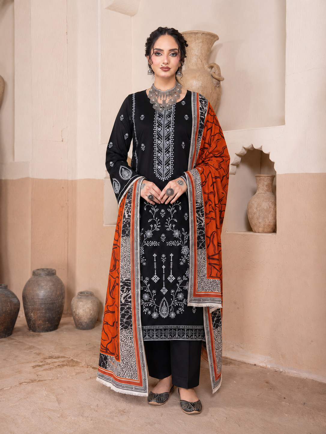 Asling Dhanak Embroidered 3 Piece | AG304