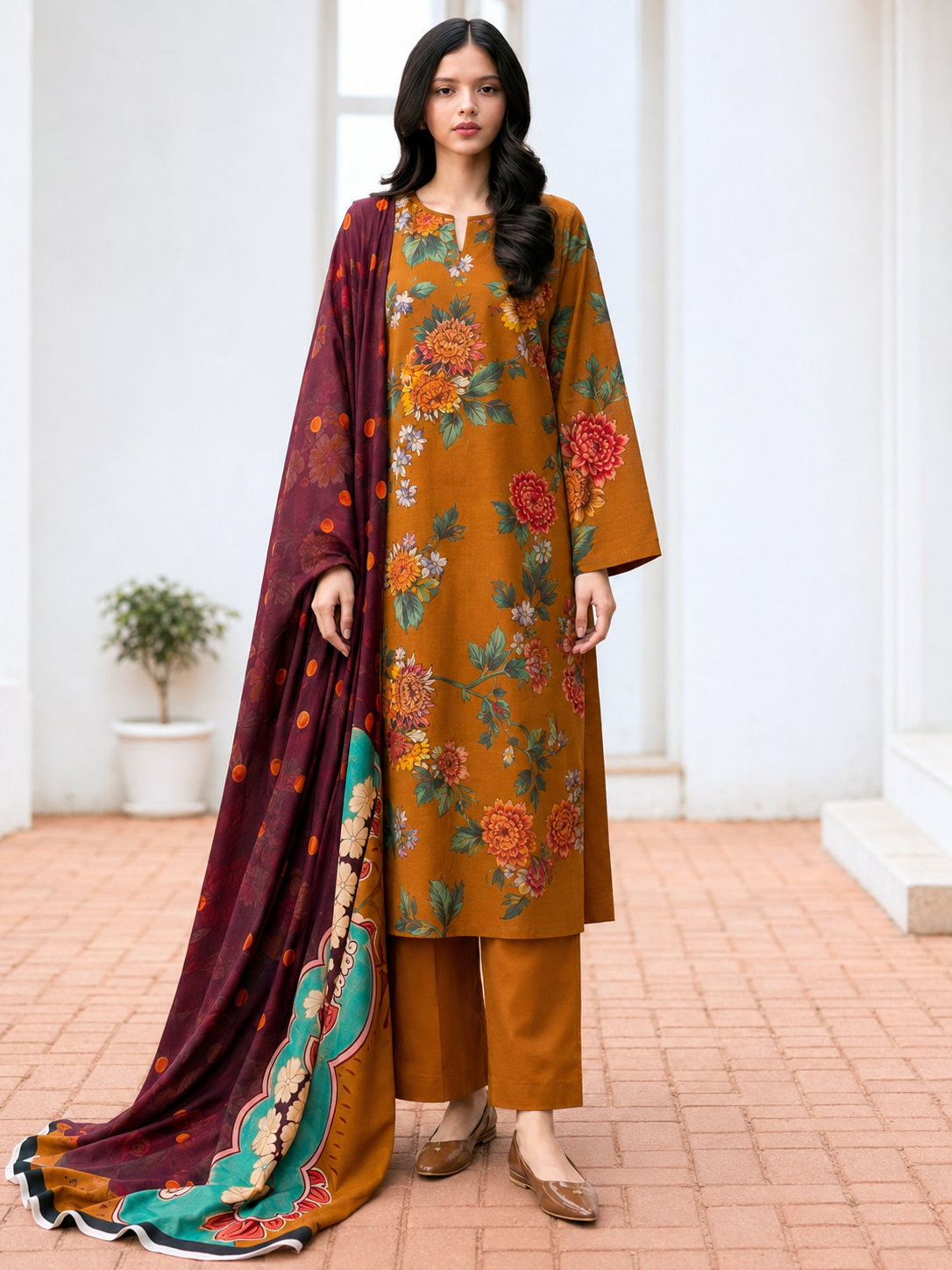 Maria B Linen Digital Printed 3 Piece | MB351
