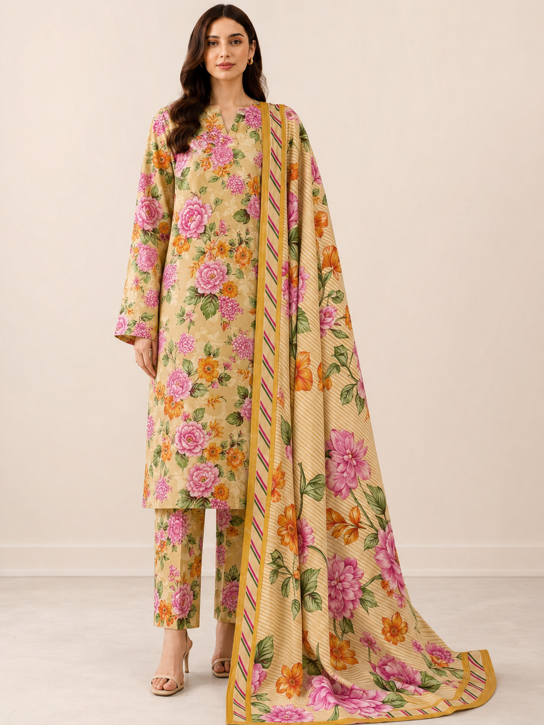 Maria B Linen Digital Printed 3 Piece | MB350