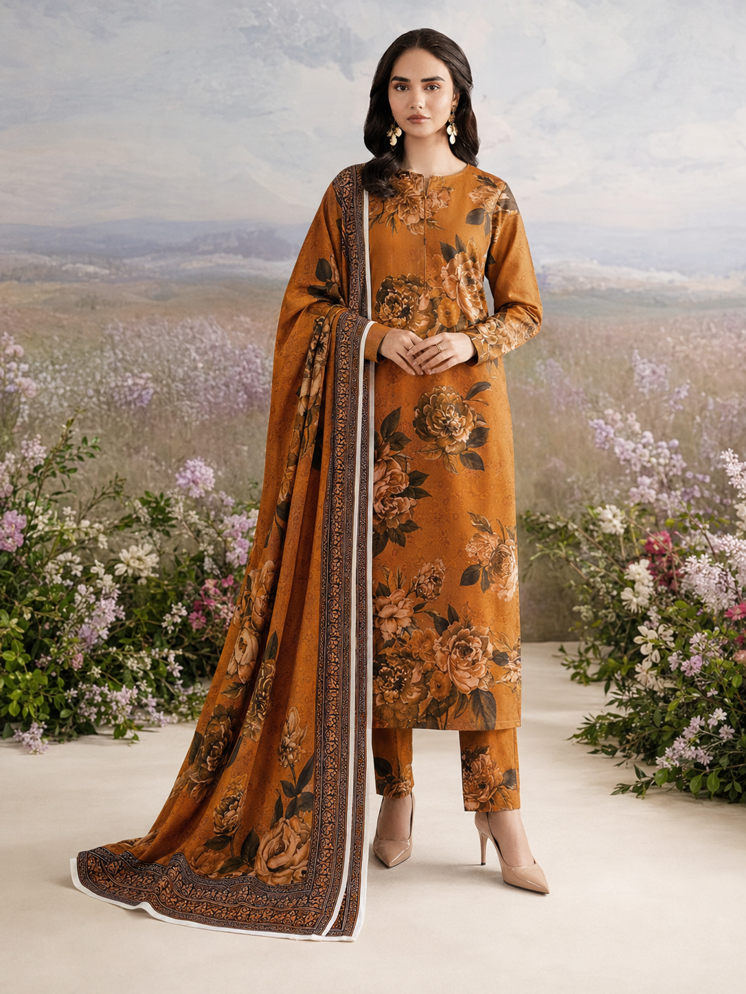Maria B Linen Digital Printed 3 Piece | MB375