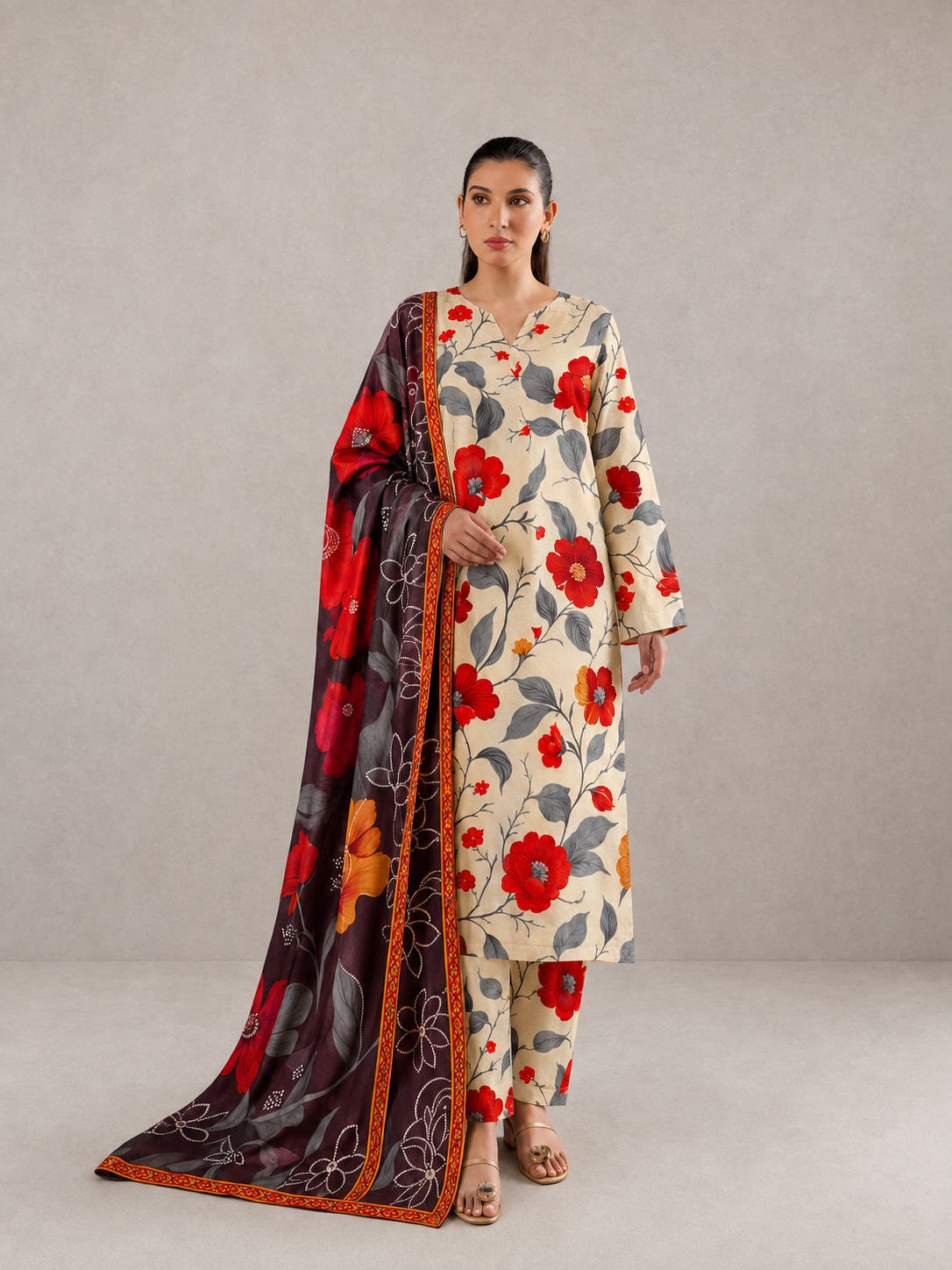 Maria B Linen Digital Printed 3 Piece | MB374