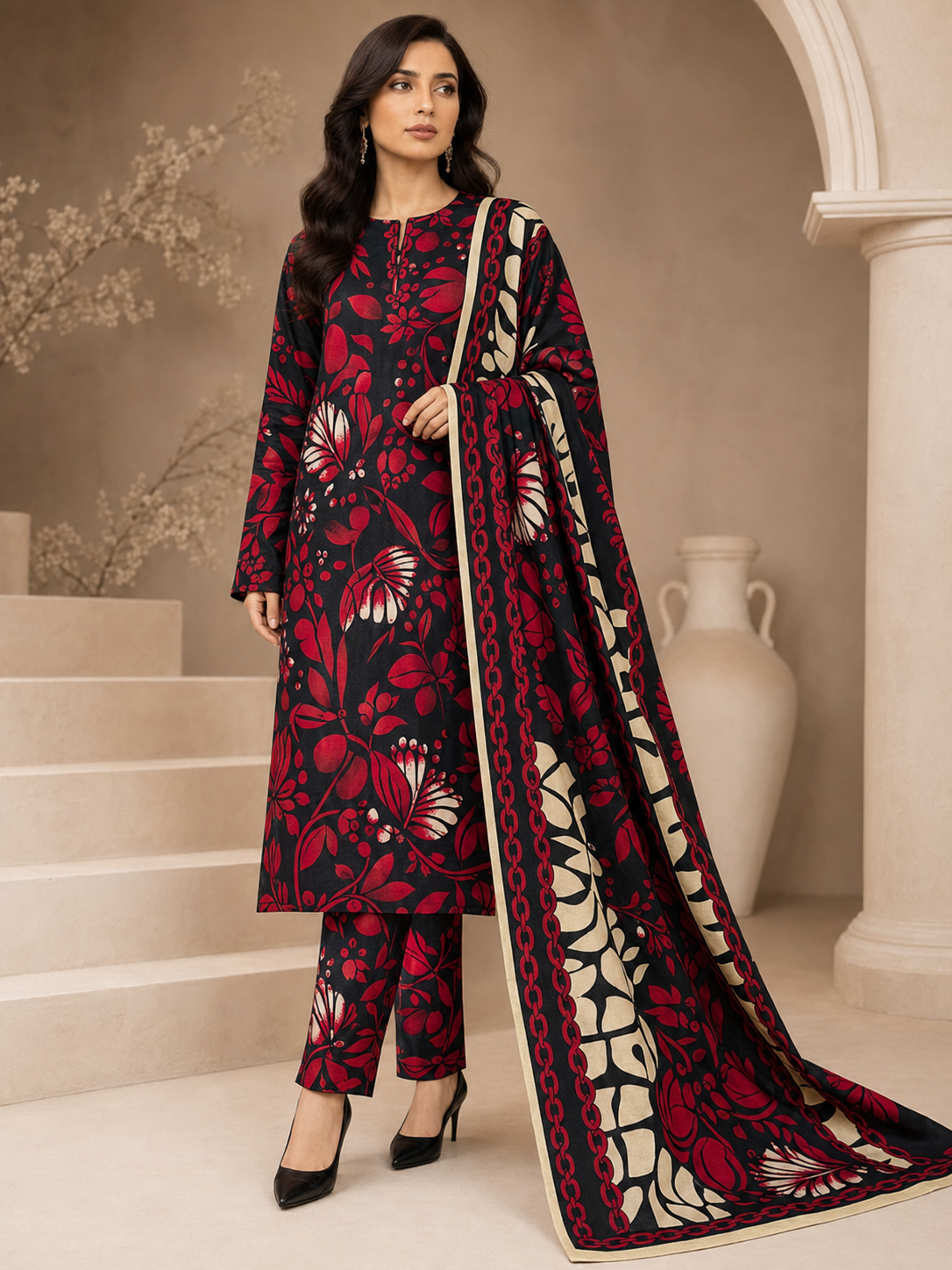 Maria B Linen Digital Printed 3 Piece | MB345
