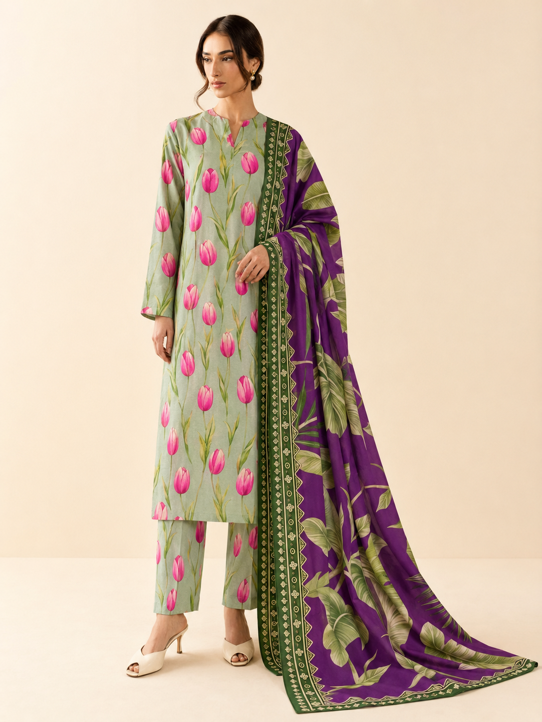 Maria B Linen Digital Printed 3 Piece | MB342