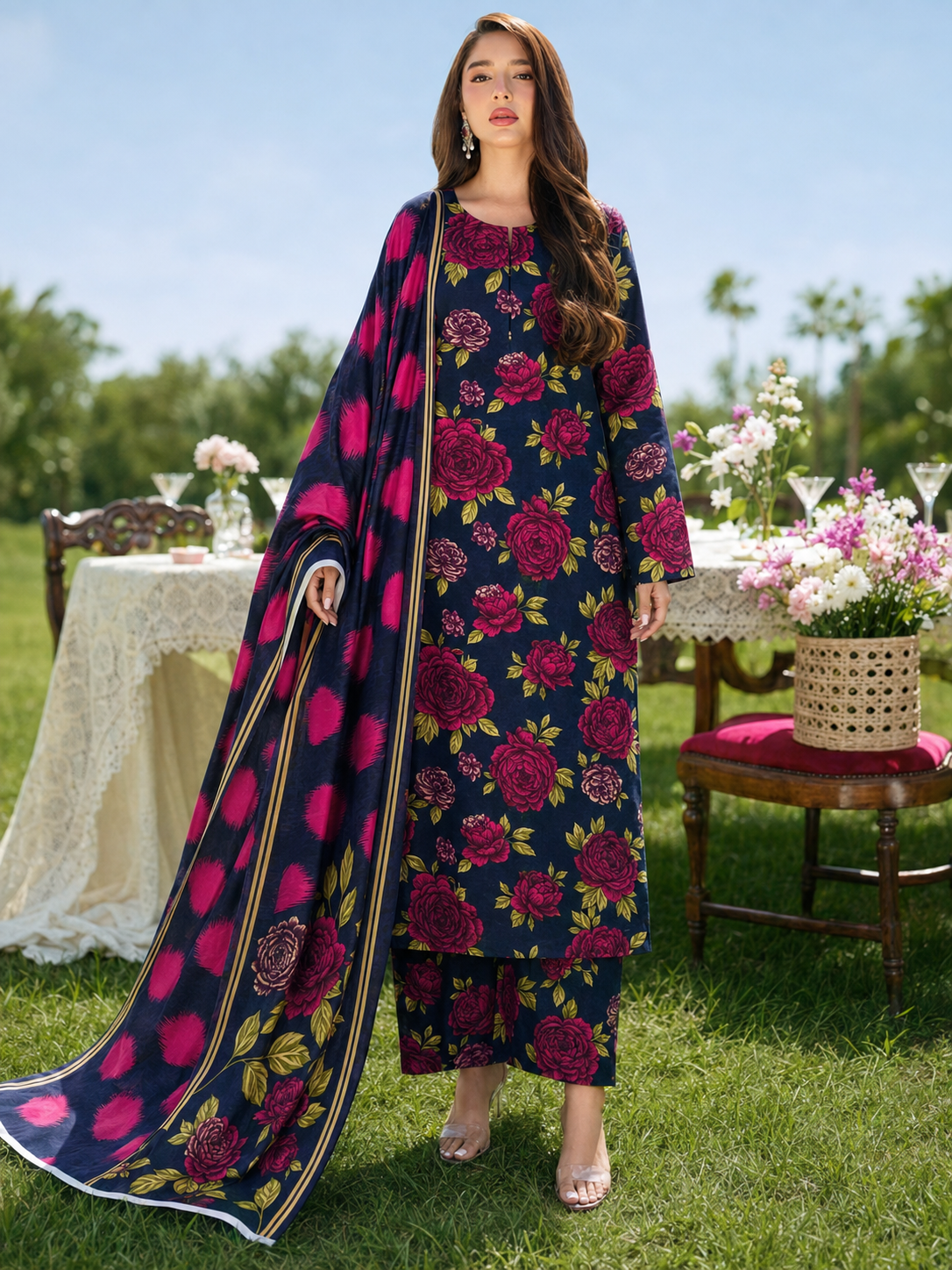Maria B Linen Digital Printed 3 Piece | MB340
