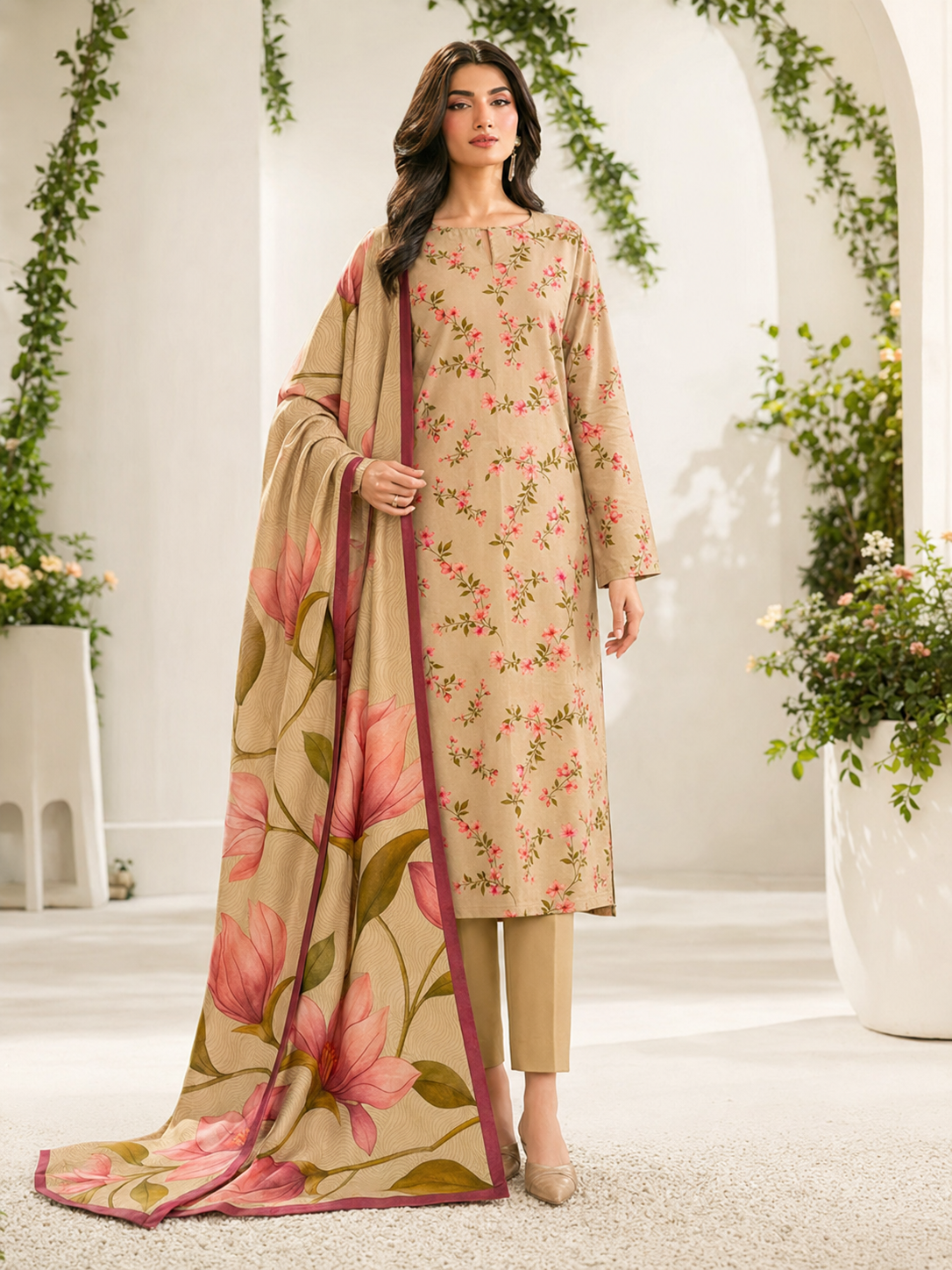 Maria B Linen Digital Printed 3 Piece | MB387