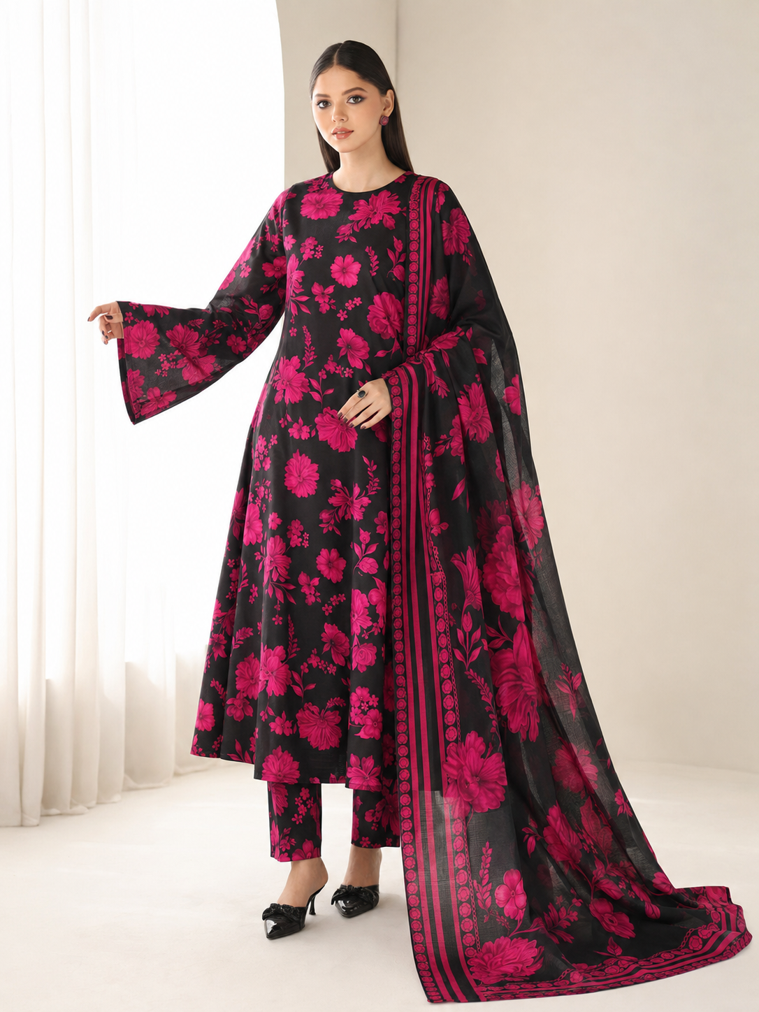 Maria B Linen Digital Printed 3 Piece | MB389