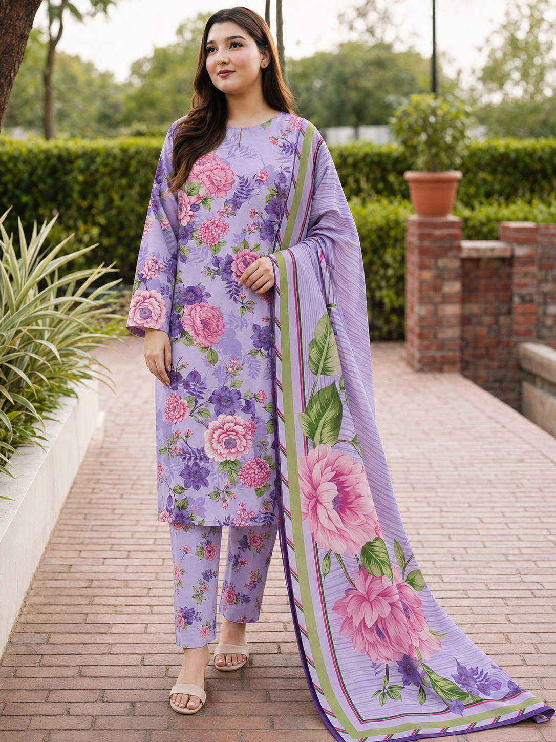 Maria B Linen Digital Printed 3 Piece | MB384