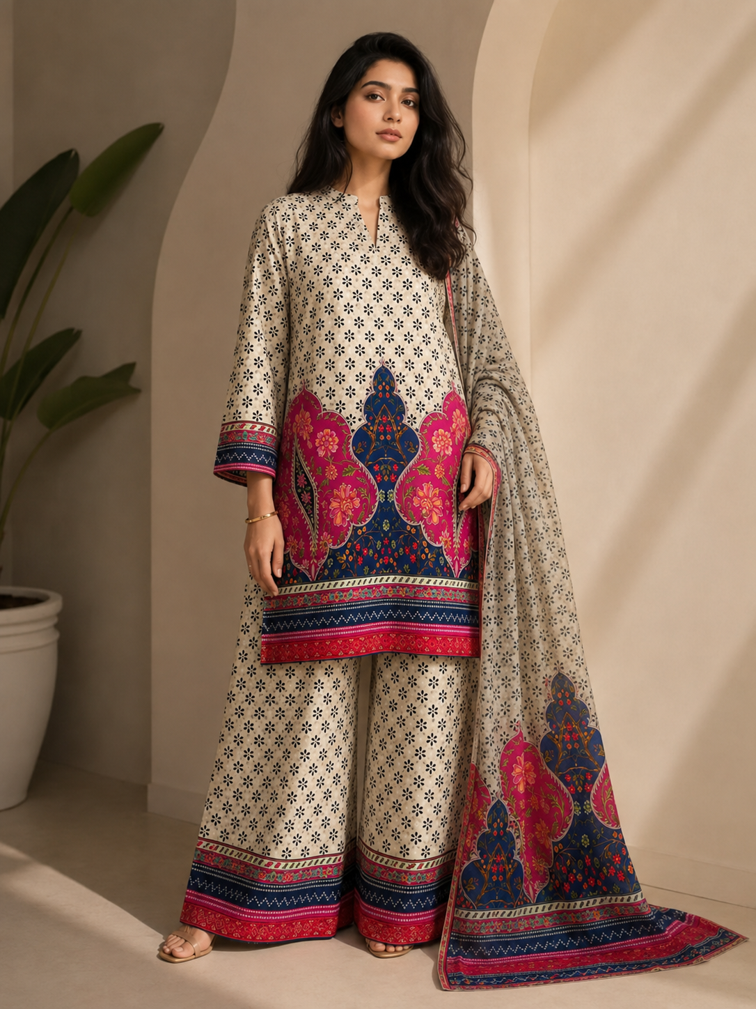 Maria B Silk Digital Printed 3 Piece | MB285